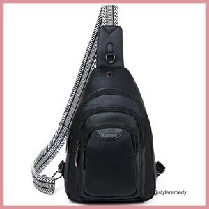 Anti Theft Crossbody Sling Bag Faux Leather Adjustable Strap